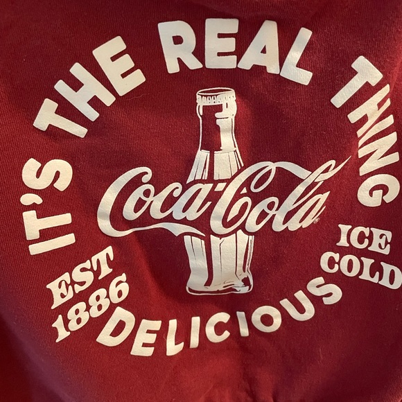 NWOT Coca Cola 60% Cotton Cropped Maroon Sweatshirt Size S Y2K - Picture 3 of 5